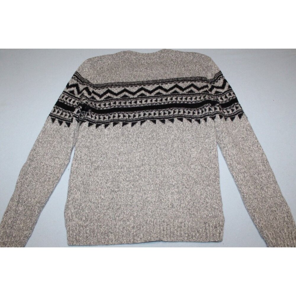 American Eagle Mens Grey Black Seriously Soft Fair Isle Wool Blend Sweater M - Picture 6 of 7